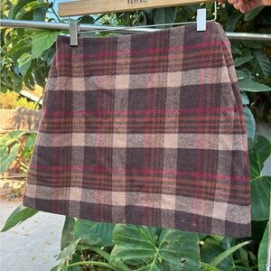 Uniqlo Plaid A-Line Skirt in Brown and Red